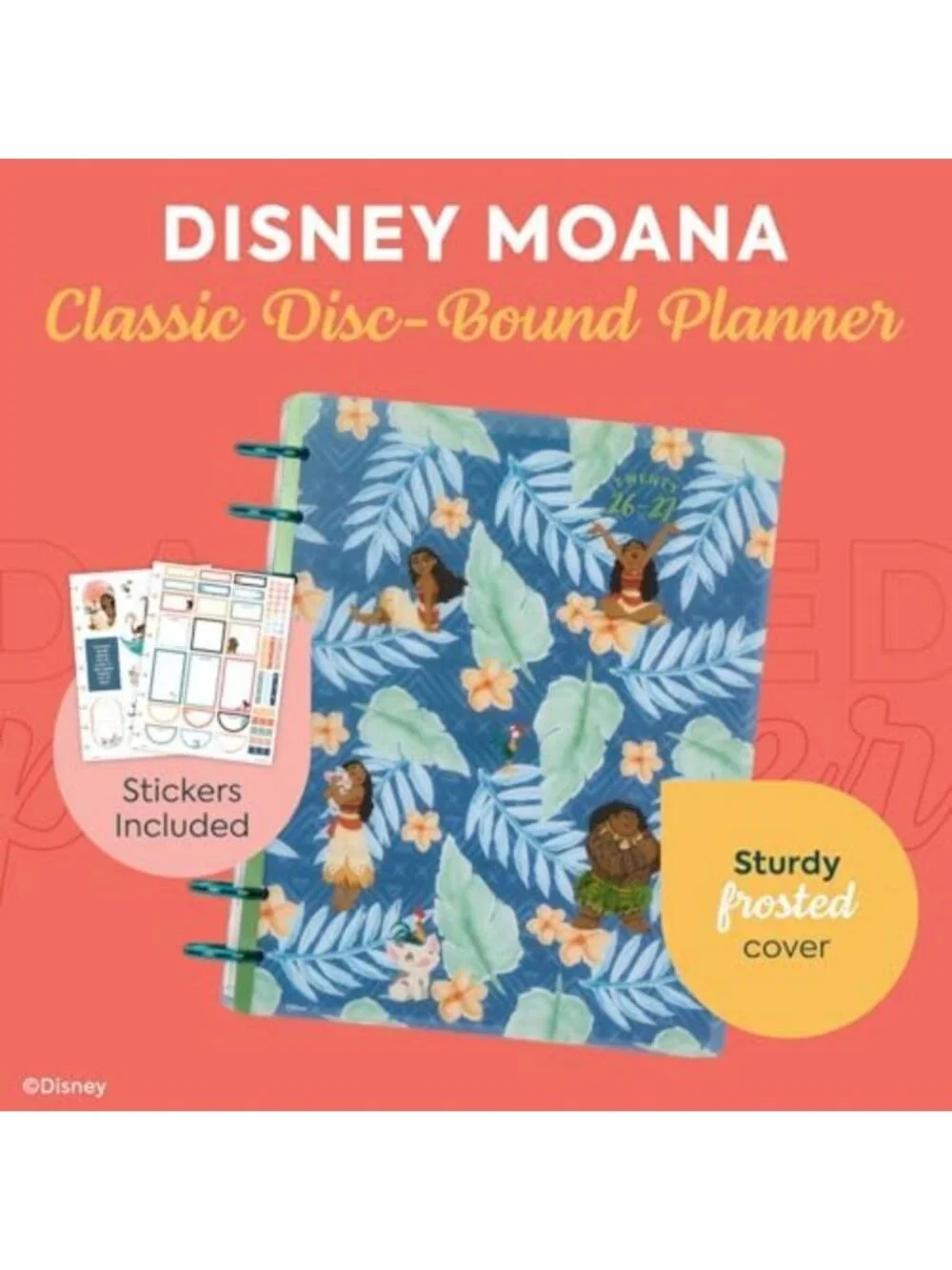 Disney Moana 12-Month Planner | Disc-Bound Organizer | Cute & Functional Design